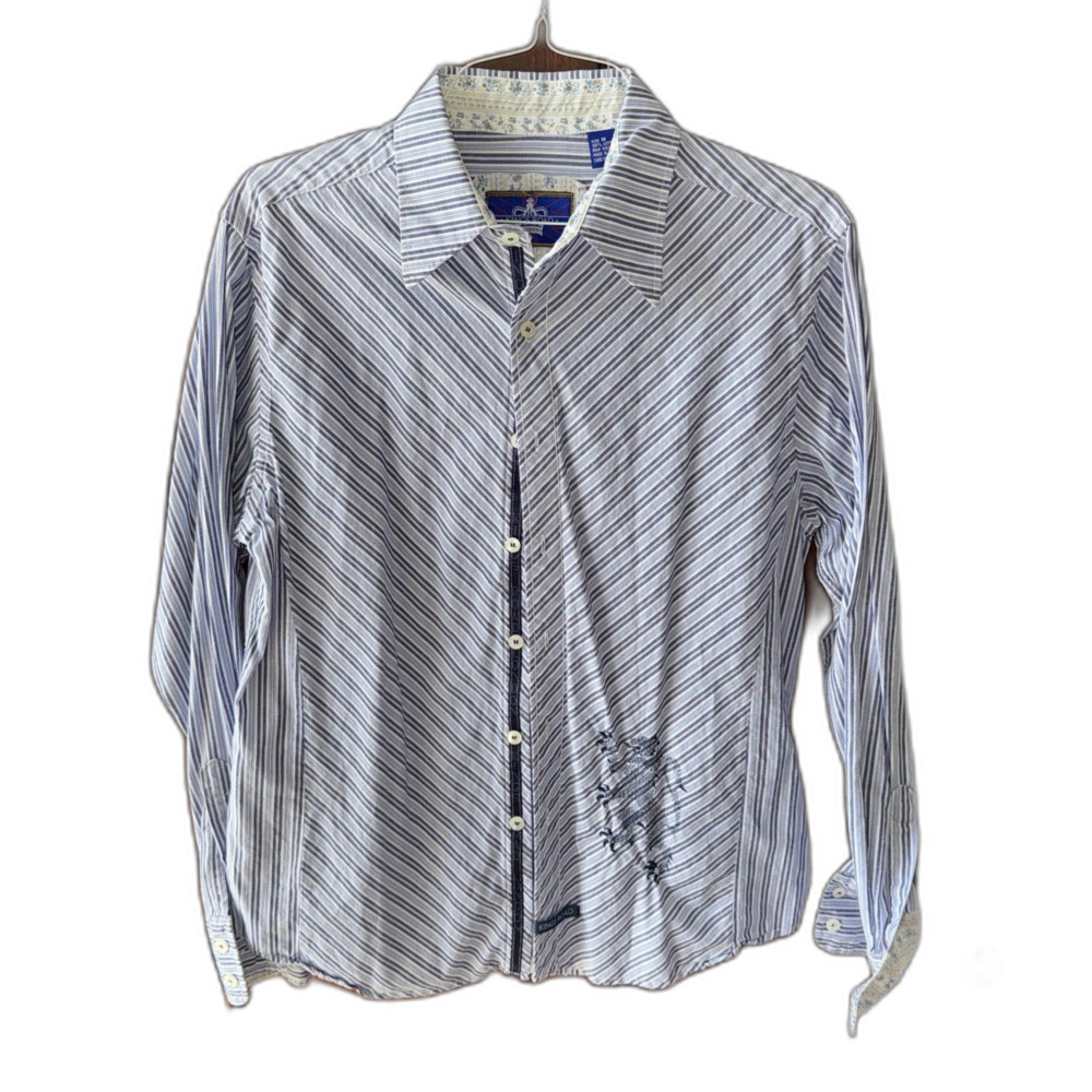 Kings Road Button Up Shirt Western Men's Cowboy Flip Cuff Embroidered Size Med